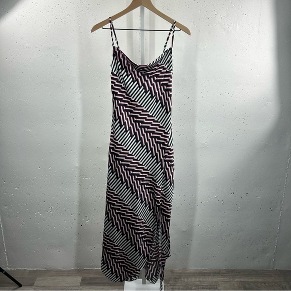 Express Women's Abstract Print Satin Cowl Neck Maxi Slip Dress - Picture 8 of 8